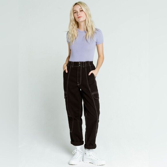 Urban Outfitters BDG Blaine Cargo Black Skate Jeans Womens Waist Size 24 - Picture 1 of 10